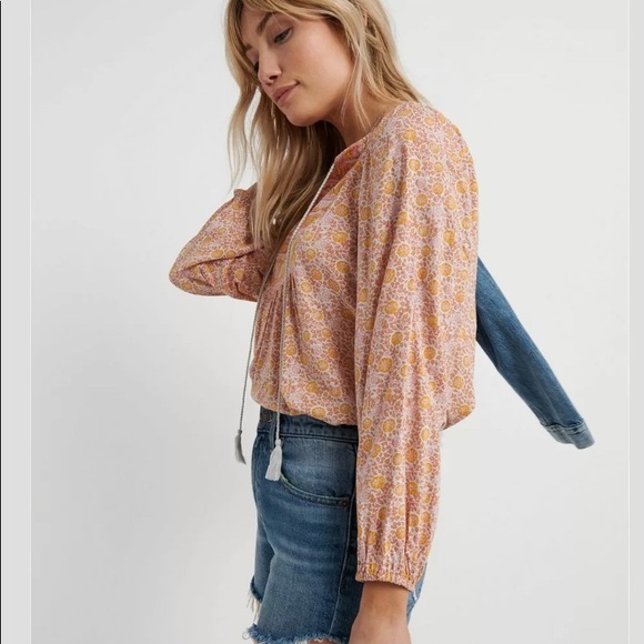 Lucky Brand Women's Mixed Border Print Top s/p - Picture 4 of 5